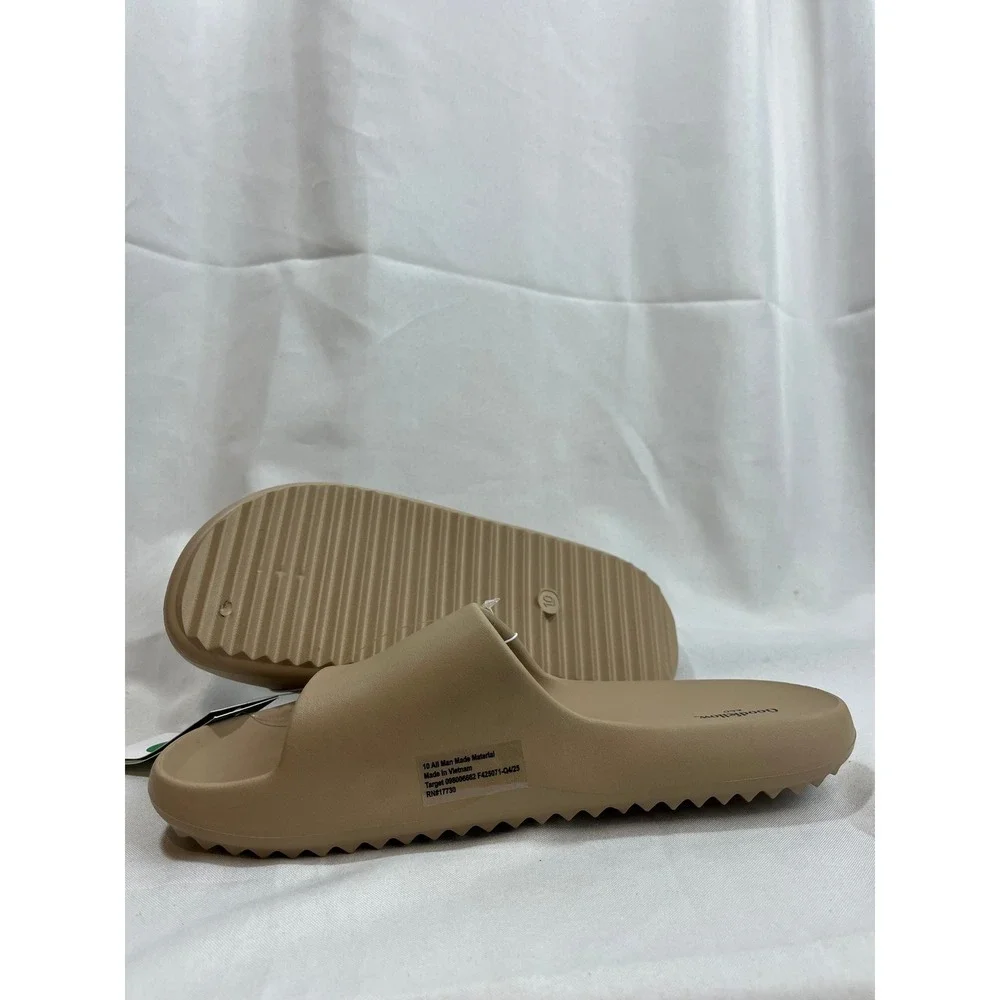 Goodfellow & Co Mens Slide Sandals Tan Beige Slip On Comfort Shoes Size 10 NEW